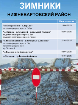 В Югре к 10 апреля закроют все зимники и ледовые переправы