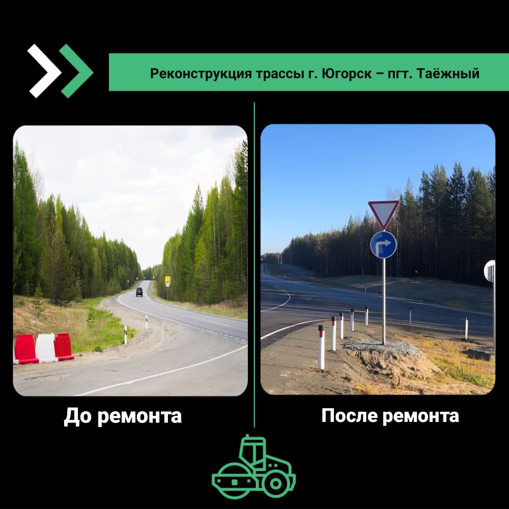 По просьбам жителей Югры в 2025 году выполнили реконструкцию трассы Югорск-Таежный